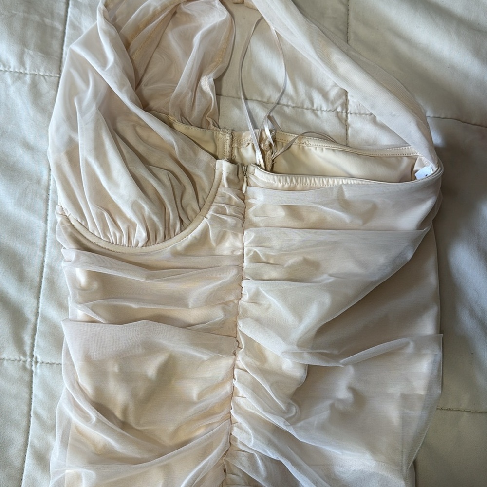 Nude Mesh Ruched Bodysuit - Picture 6 of 6